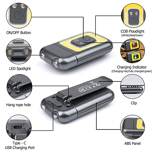Molrebe Rechargeable Clip-On Running Lights 2 Pack Gray for Runners