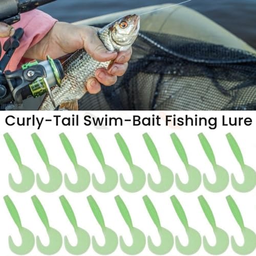 Curly-Tail SwimBait Fishing Lures - 30Pcs Luminous #3 Soft Bait