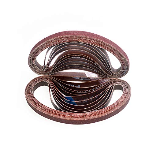 1/2 x 18 Inch Aluminum Oxide Sanding Belts, 4 Each of 40/60/80/120/180/240 Assorted Grits Abrasive File Belts for Air Belt Sander, 24-Pack