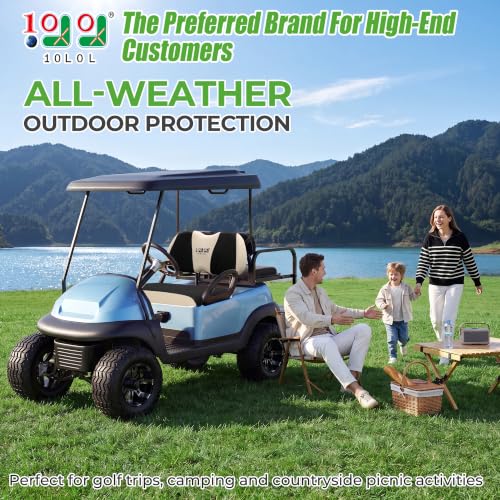 10L0L Golf Cart Seat Covers for Yamaha EZGO Club Car Precedent Tempo – Black + Beige