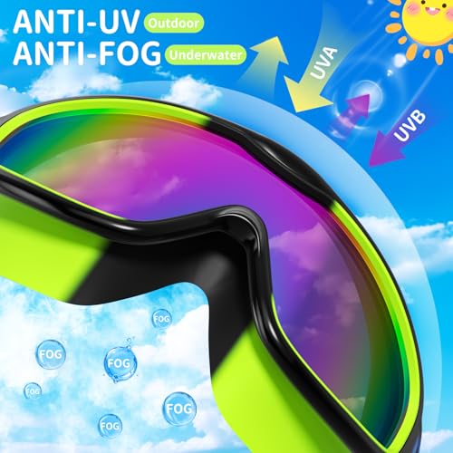 AzureWings Kids Swim Goggles Camouflage Dazzling Blue No Leak Anti-Fog UV Protection 2 Pack