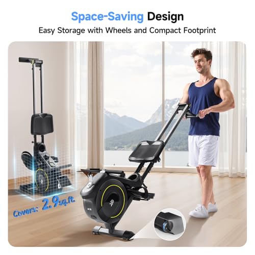 Compact Rowing Machine for Home - 350 LB Capacity, 16-Level Magnetic Resistance, Black