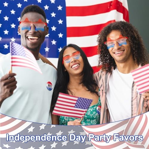 Rimless Star Shaped Sunglasses - 2 Pair Set - Red White and Blue