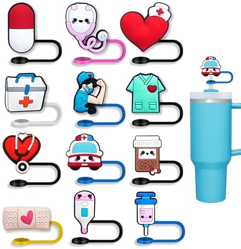Skiennix Nurse Straw Toppers - Reusable Silicone Covers for Stanley Cup 30 & 40 Oz | Cute Gift Idea