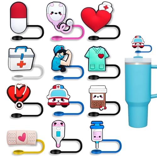 Nurse Straw Covers for Stanley Cup 30 & 40 Oz - 12 PCS Set