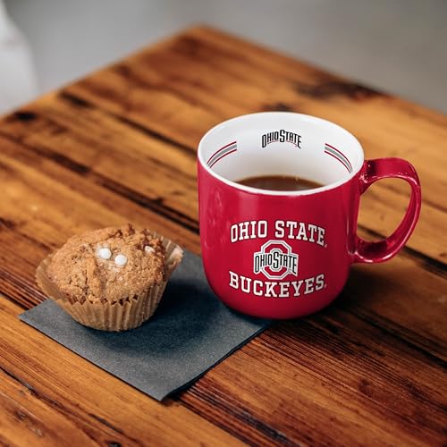 15oz NCAA Ohio State Buckeyes Ceramic Mug - Team Stripes, Dishwasher Safe