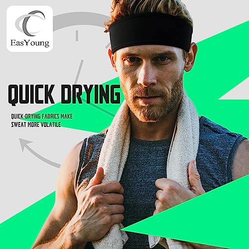 Men's Sweat-Wicking Sport Headbands - Non-Slip, Breathable - Black, Gray & Fluorescent Yellow