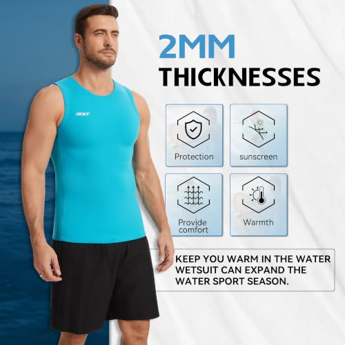 KMT Men's 2mm Sleeveless Wetsuit Vest Blue Large - Waterproof & Stretchy