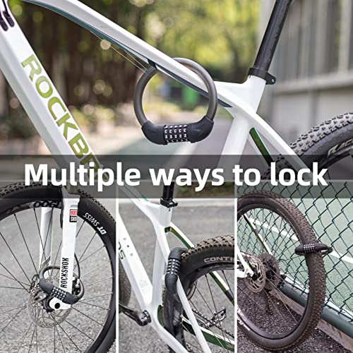 ROCKBROS 5-Digit Bike Lock Cable - Lightweight Anti-Theft 0.5lb