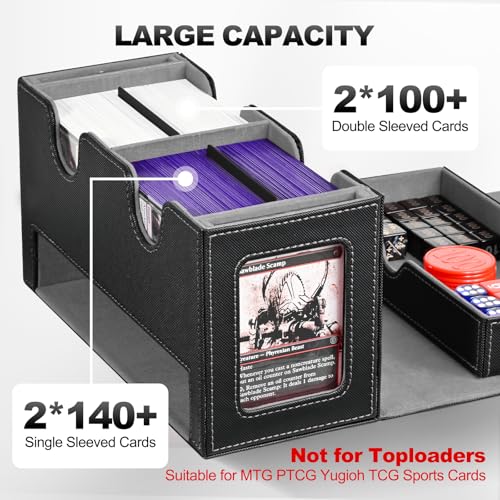 MTG Commander Deck Box with Magnetic Card Holders & Dice Tray