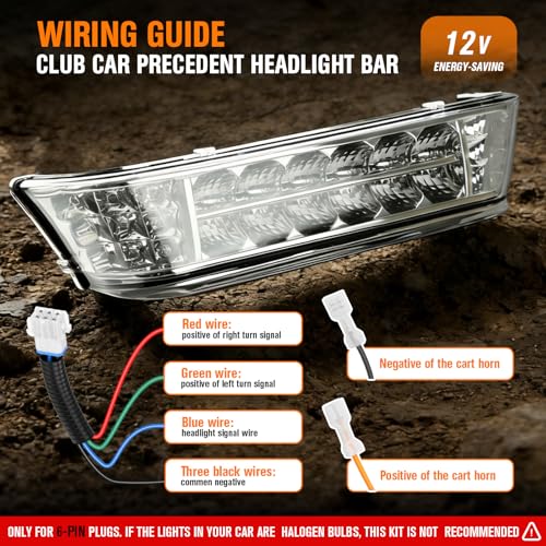 Golf Cart LED Headlight Bar for Club Car Precedent 2004+ 12V Replacement