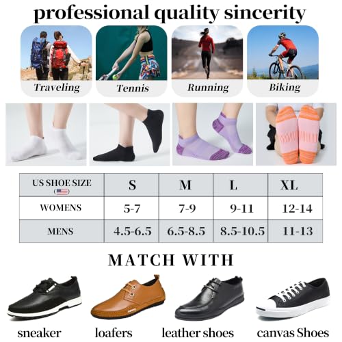 Varietyou Men's & Women's 6-12 Pairs Thin No-Show Ankle Socks Black 9-11/6 Pairs