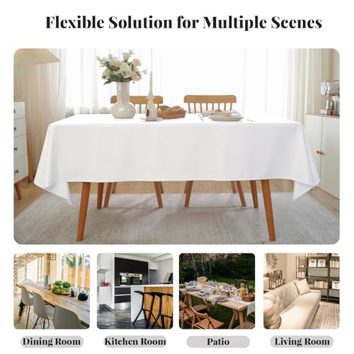 Off White Laolitou Waterproof Linen Tablecloth 52x70 inch for 4-5 Foot Tables