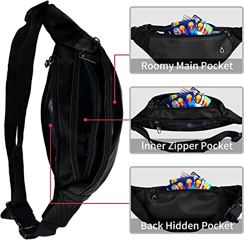 Water-Repellent Fanny Pack for Travel & Sports - 1 Pack Black