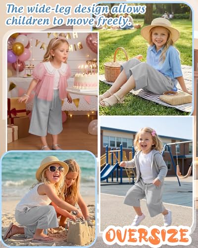 Girls' Wide Leg Capri Sweatpants - Light Heather Gray, 13-14 Years