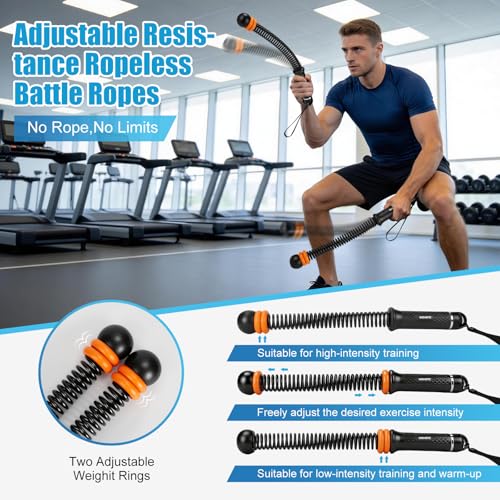Adjustable Ropeless Battle Ropes - Portable HIIT Training - Black