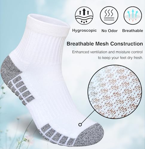 Suaskk Men’s Athletic Cushioned Breathable Running Quarter Socks 12-15 Pairs, Assorted Colors