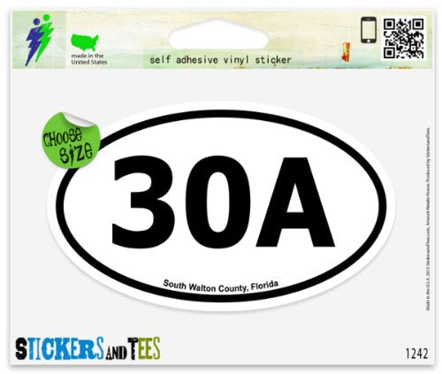 30A South Walton County Beaches Vinyl Sticker - Small 3" x 2"