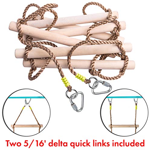 Wooden Rope Ladder for Kids - 6.5ft Indoor/Outdoor Climbing