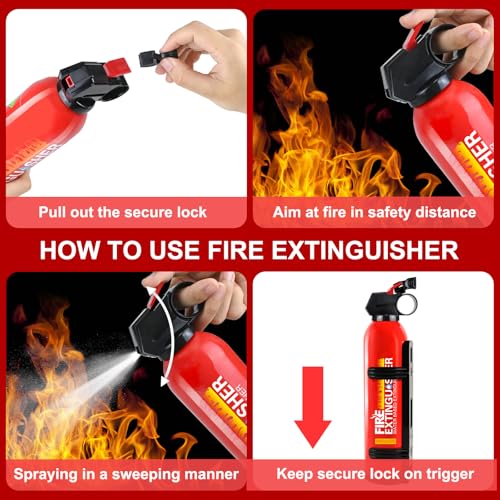 2 Pack Fire Extinguisher for Home with Wall Mount - 620ml Portable Fire Extinguisher for Car Vehicle Boat House Kitchen, Water-Based Fire Extinguisher for A, B, C, K Fire