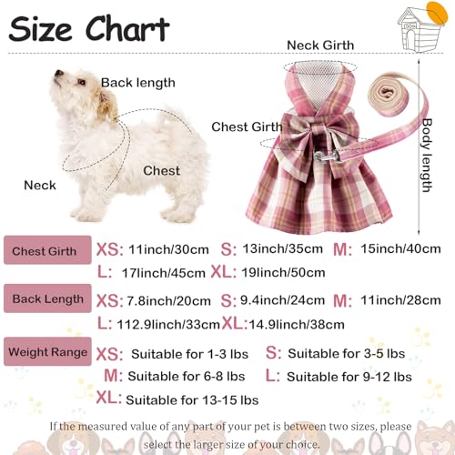 Potchen XS Dog Dress Plaid Small Pet Clothes Chest 11 in Dark Color 4-Pack