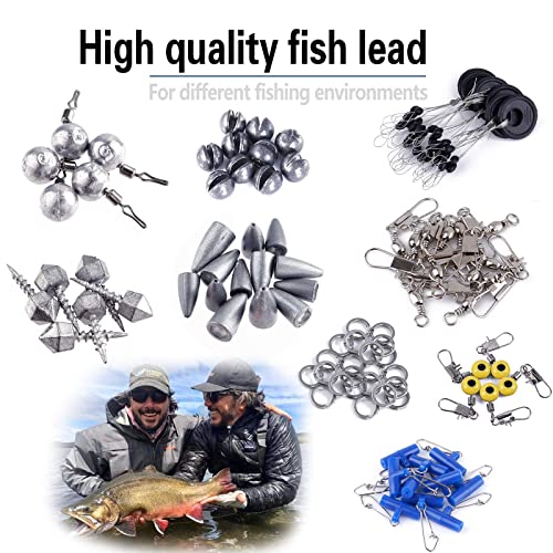 343pcs Fishing Accessories Kit with Tackle Box - Includes Hooks, Sinkers, Weights & More