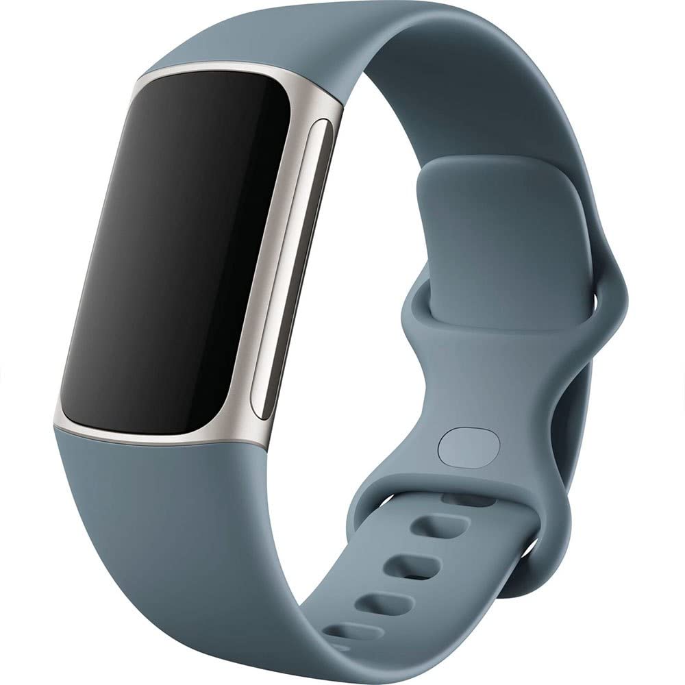 Fitbit Charge 5 Advanced Health & Fitness Tracker with Built-in GPS, Stress Management Tools, Sleep Tracking, 24/7 Heart Rate & More, Mineral Blue, One Size S & L Bands Included, Steel Blue/Platinum