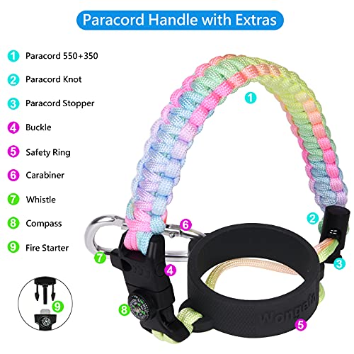 iLVANYA Bright Rainbow Paracord Handle for Hydro Flask 2.0 Wide Mouth Water Bottles - Durable, Comfortable, Multi-Functional