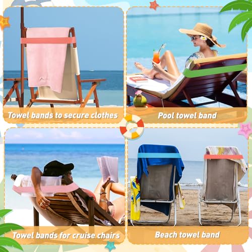 8-Pack Silicone Beach Towel Bands for Cruise and Pool Chairs