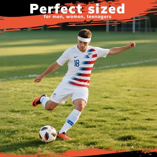 Sweatbands Sports Headband - 4-Pack White for Men & Women
