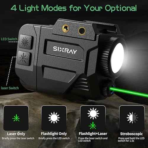 Pistol Light Laser Combo Tactical Green Beam and Flashlight for Gun 500 Lumens Rechargeable Rail Mounted Light for Handgun Picatinny 1913