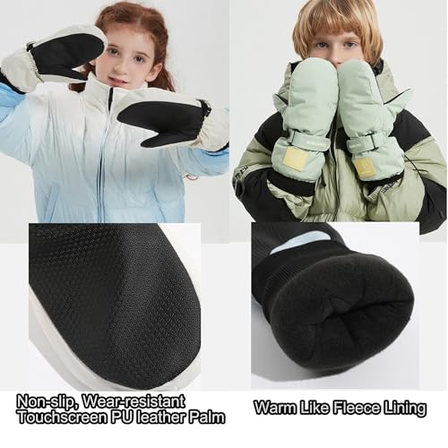 Waterproof Kids Winter Snow Mittens - Pink, 10.2x4.3in
