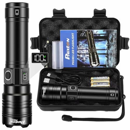PHIXTON Rechargeable LED Flashlight 100,000 Lumens, 15H Long Battery, 6.57” - 1 Pack