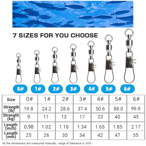 AMYSPORTS Fishing Swivels with Interlock Snap Ball Bearing Saltwater