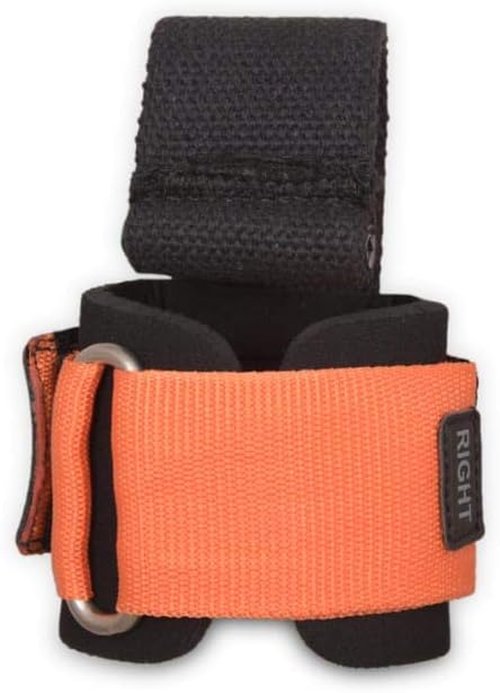 Gym Lifting Dowel Straps | Neoprene Padded Wrist Wraps for Weight Training & Bodybuilding – 2 Pack (Orange)