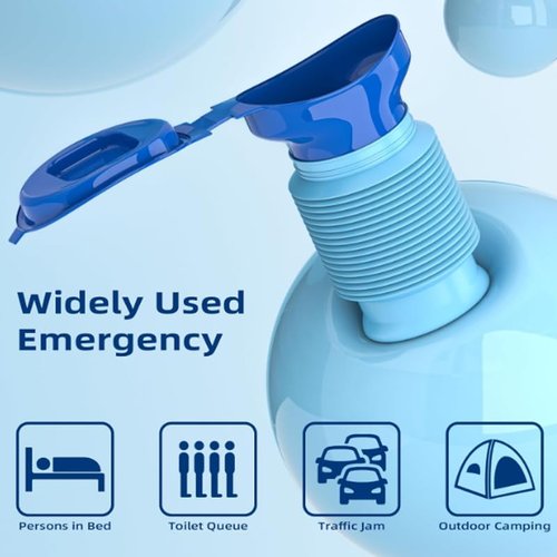 Portable Urinals for Men/Kids,Collapsible Travel Pee Bottles Female,750ML Adjustable Toilets for Toddler Boys,Women,Disabled Person Disabled Traffic Jam and Camping,Blue Set of 2