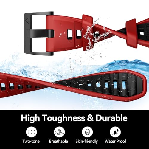 26mm Replacement Band for Garmin Fenix 8 - Red Black