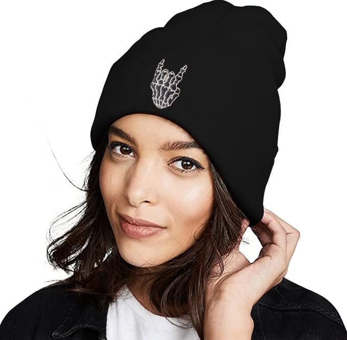 Funny Ghost Knit Beanie Hat - Unisex Winter Goth Skull Cap
