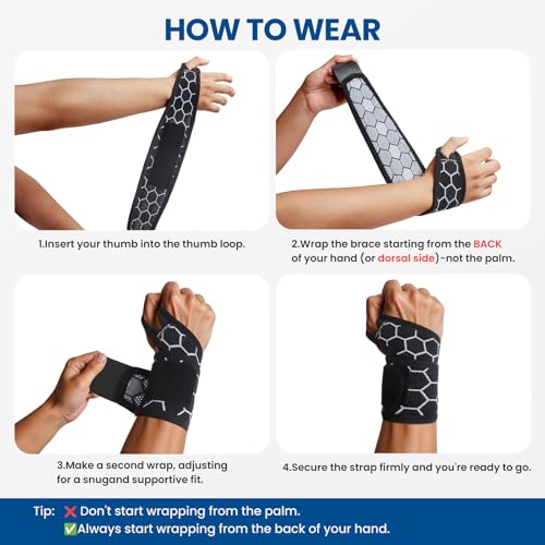 Adjustable Wrist Support Brace - Breathable Compression Wrap - Black - 1 Pack