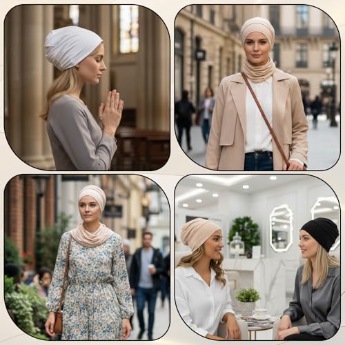 3 Pcs Non-Slip Hijab Undercap - Solid Color Caps for Women