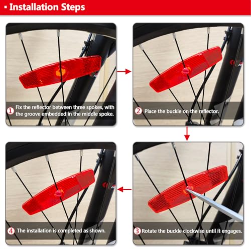 Bicycle Spoke Reflectors - 2pcs Red Safety Warning Reflectors
