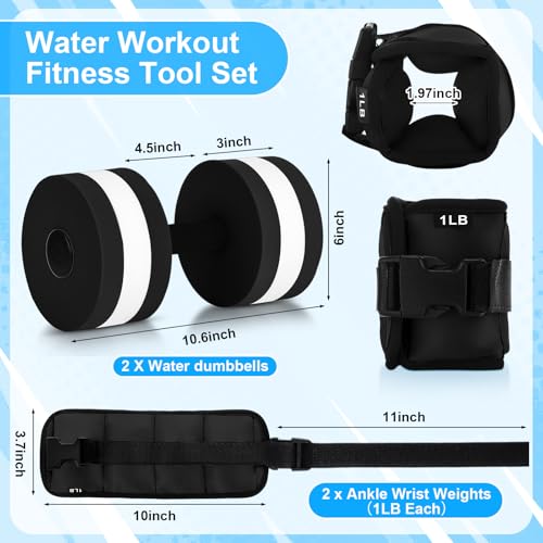 Water Aerobics Set - 4 Piece Pool Exercise Kit with Dumbbells & Weights