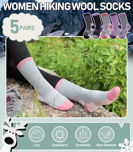 Yebing Merino Wool Hiking Socks for Womens Thermal Warm Winter Boot