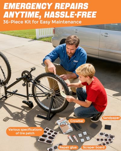 36-Piece Bike Tire Repair Kit with Tire Levers and Patches