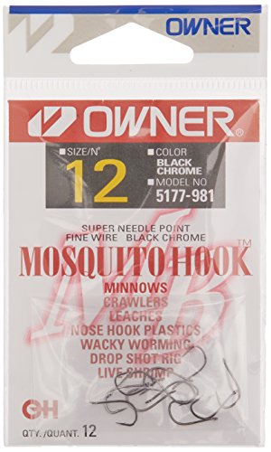 Mosquito Fishing Hooks - Black Chrome / 2/0 (6 Pack)