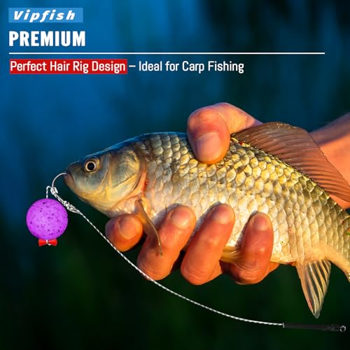 Vipfish 24 Pack Pre-Tied Carp Rigs with Sharp Hooks, Swivel & PE Line – #2, Ready-to-Fish