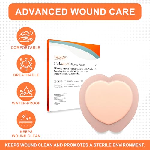 MedVance 5 Pack Silicone Foam Wound Dressings 9x9 inch Antibacterial Border