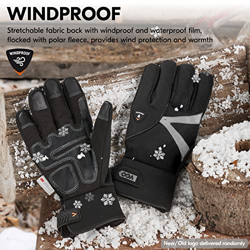 Vgo... 1-Pair -4¢µ or above 3M Thinsulate C100 Lined High Dexterity Touchscreen Synthetic Leather Winter Warm Work Gloves, Waterproof Insert (Size XL, Black, SL8777FW)