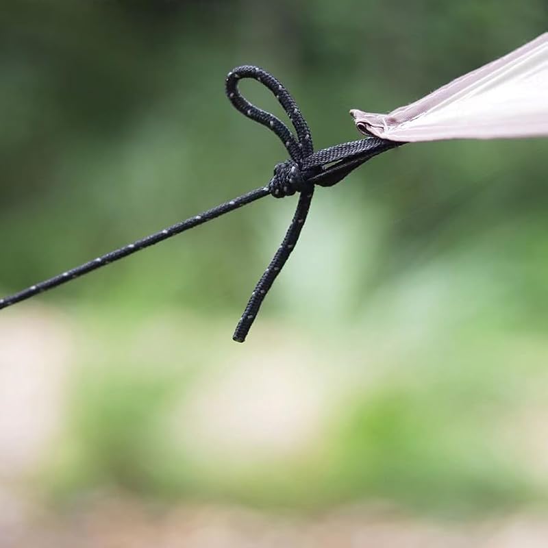 Camping Rope Set - 4mm Reflective Guy Lines with Adjuster - Black