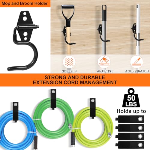 20 Pcs Heavy Duty Garage Hooks ? Garage Wall Hooks for Hanging Ladders, Bikes, Garden Tools, Hose with Anti-Slip Coating